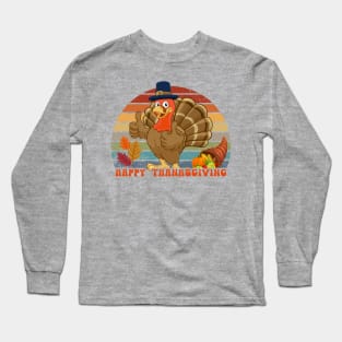 Happy Thanksgiving 2023-Retro Sunset Design Long Sleeve T-Shirt